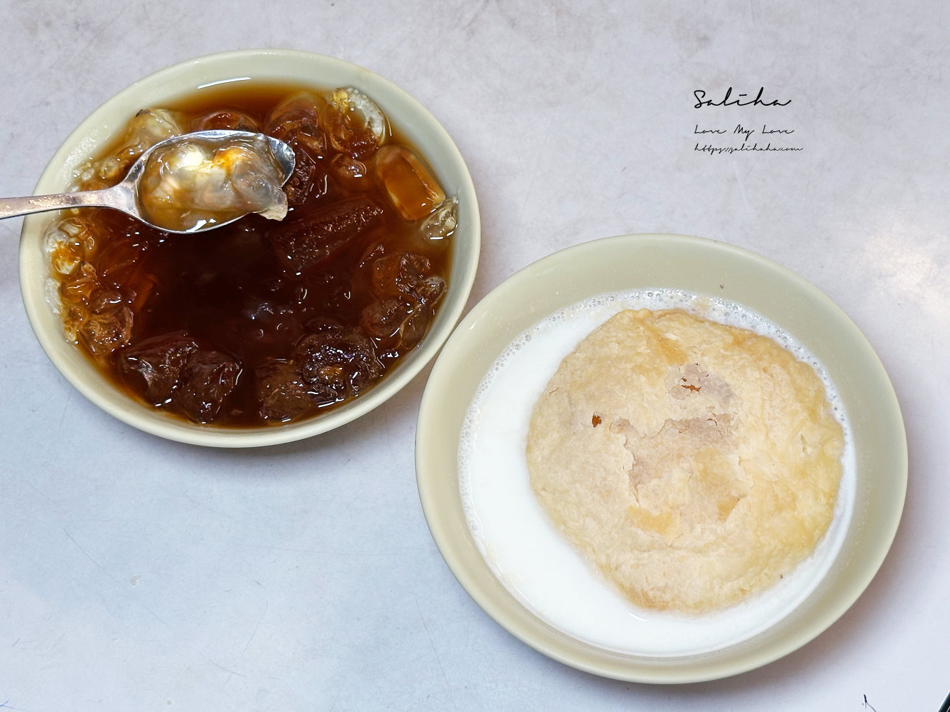 板橋新埔美食【阿賢古早味麵茶】全台罕見太白粉冰，再來份杏仁茶椪餅，一秒回到阿公年代！